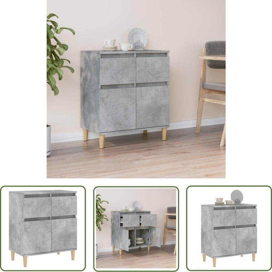 The Living Store Dressoir 60x35x70 cm bewerkt hout betongrijs Dressoir Houten Dressoir Betongrijs Dressoir Vintage Dressoir Salontafel
