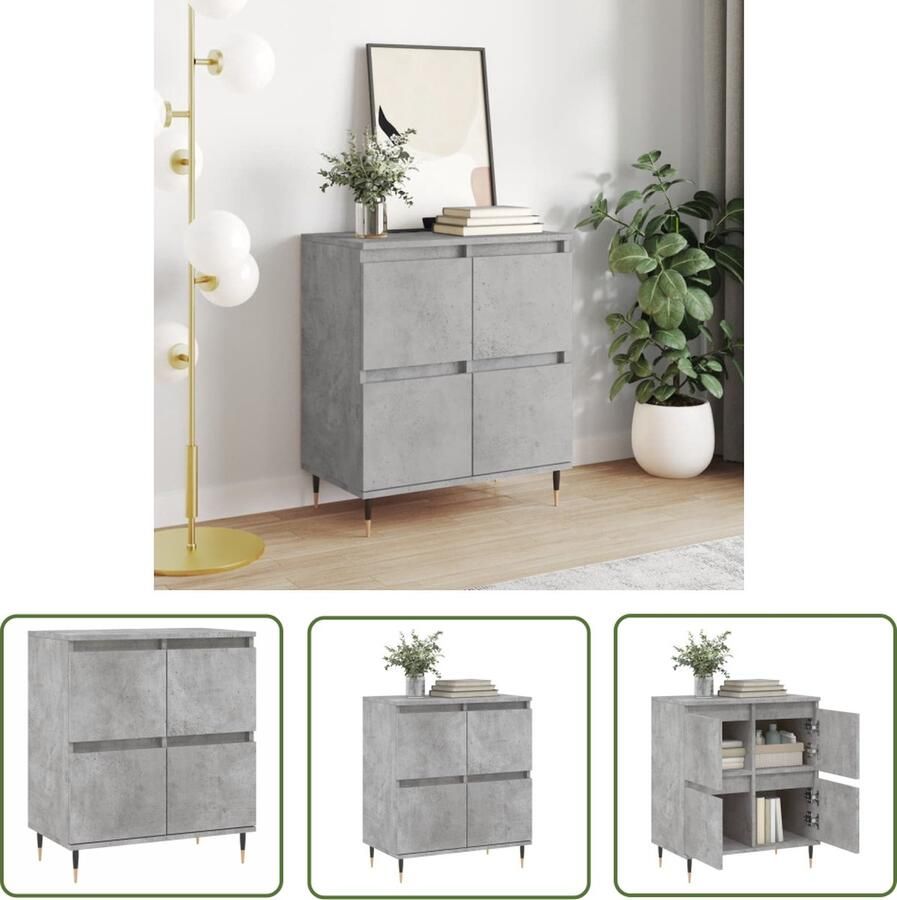 VidaXL Dressoir 60x35x70 cm bewerkt hout betongrijs Dressoir Houten Dressoir Grijze Dressoir Vintage Dressoir Modern Dressoir