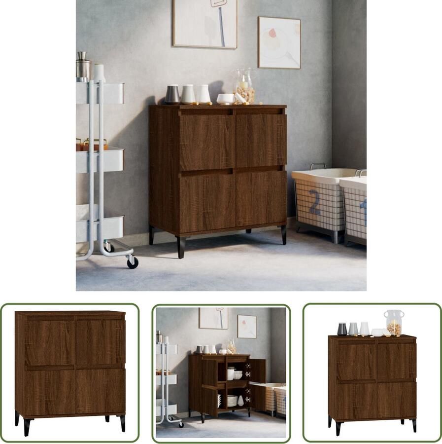 The Living Store Dressoir 60x35x70 cm bewerkt hout bruin eikenkleur Dressoir Vintage Dressoir Houten Dressoir Bruine Dressoir Salontafel