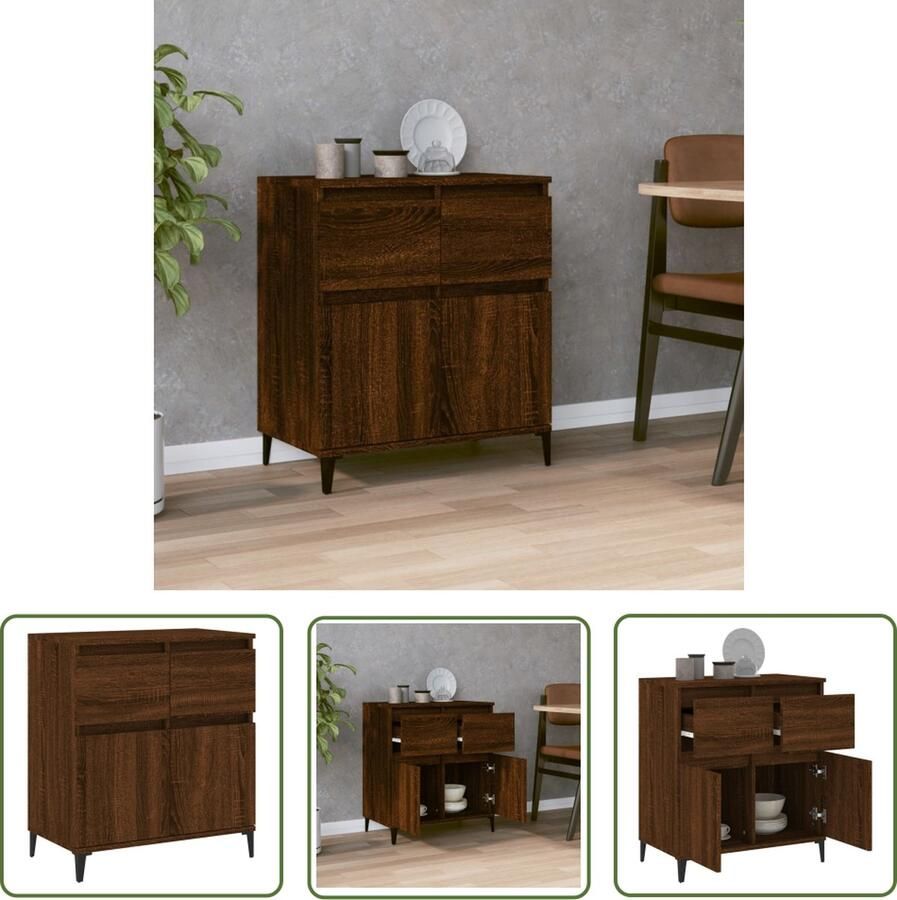 VidaXL Dressoir 60x35x70 cm bewerkt hout bruin eikenkleur Dressoir Houten Dressoir Bruine Dressoir Vintage Dressoir Landelijke Dressoir