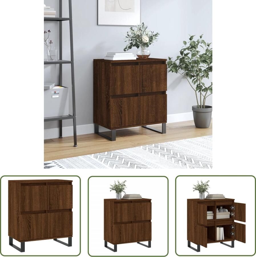 The Living Store Dressoir 60x35x70 cm bewerkt hout bruin eikenkleur Dressoir Kast Houten Dressoir Bruine Eiken Opbergkast