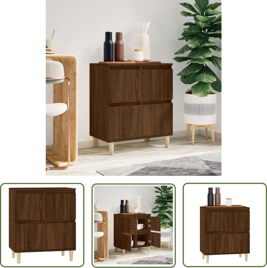 The Living Store Dressoir 60x35x70 cm bewerkt hout bruin eikenkleur Dressoir Houten Dressoir Vintage Dressoir Landelijk Dressoir Bruine Eiken Dressoir