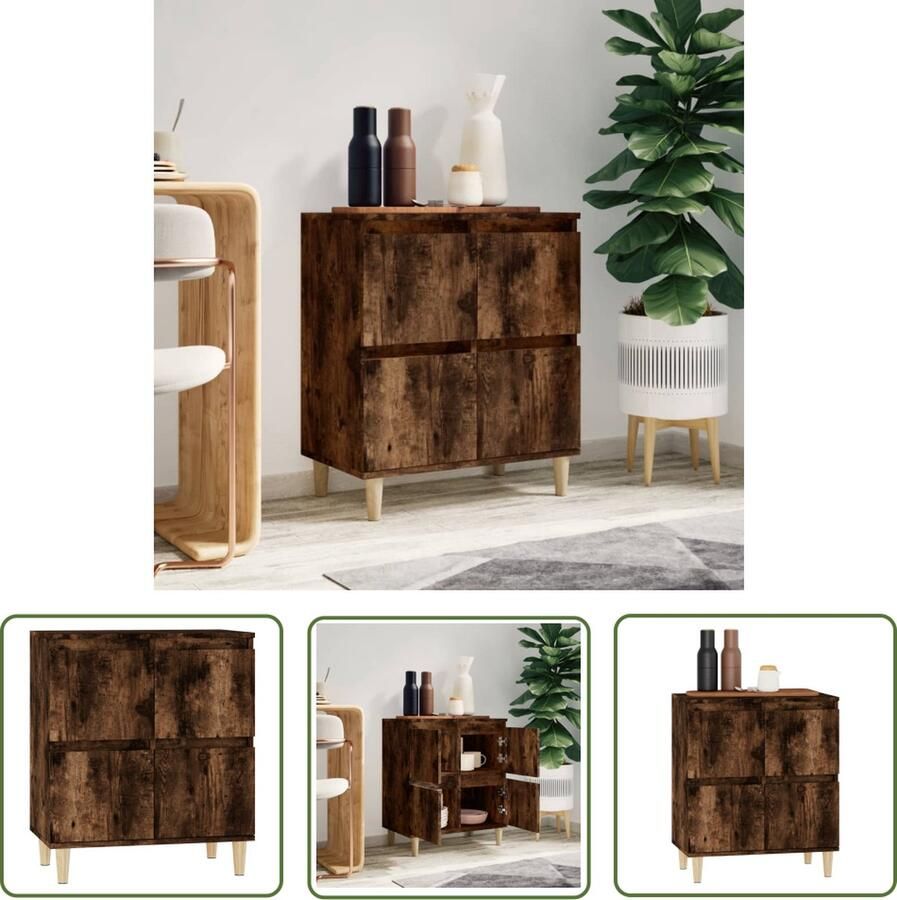 The Living Store Dressoir 60x35x70 cm bewerkt hout gerookt eikenkleurig Dressoir Houten Dressoir Vintage Dressoir Opslagmeubilair Salontafel