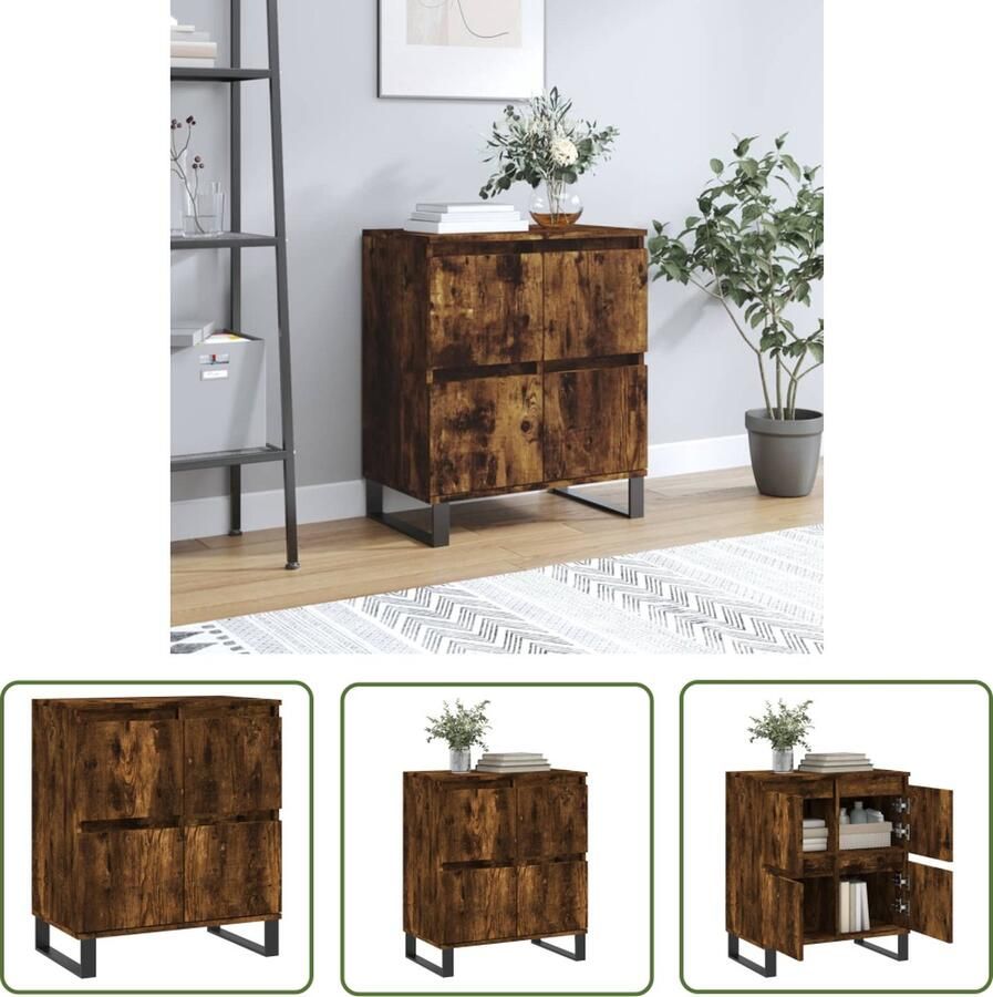 VidaXL Dressoir 60x35x70 cm bewerkt hout gerookt eikenkleurig Dressoir Houten Dressoir Vintage Dressoir Landelijk Dressoir Bruine Dressoir - Foto 4