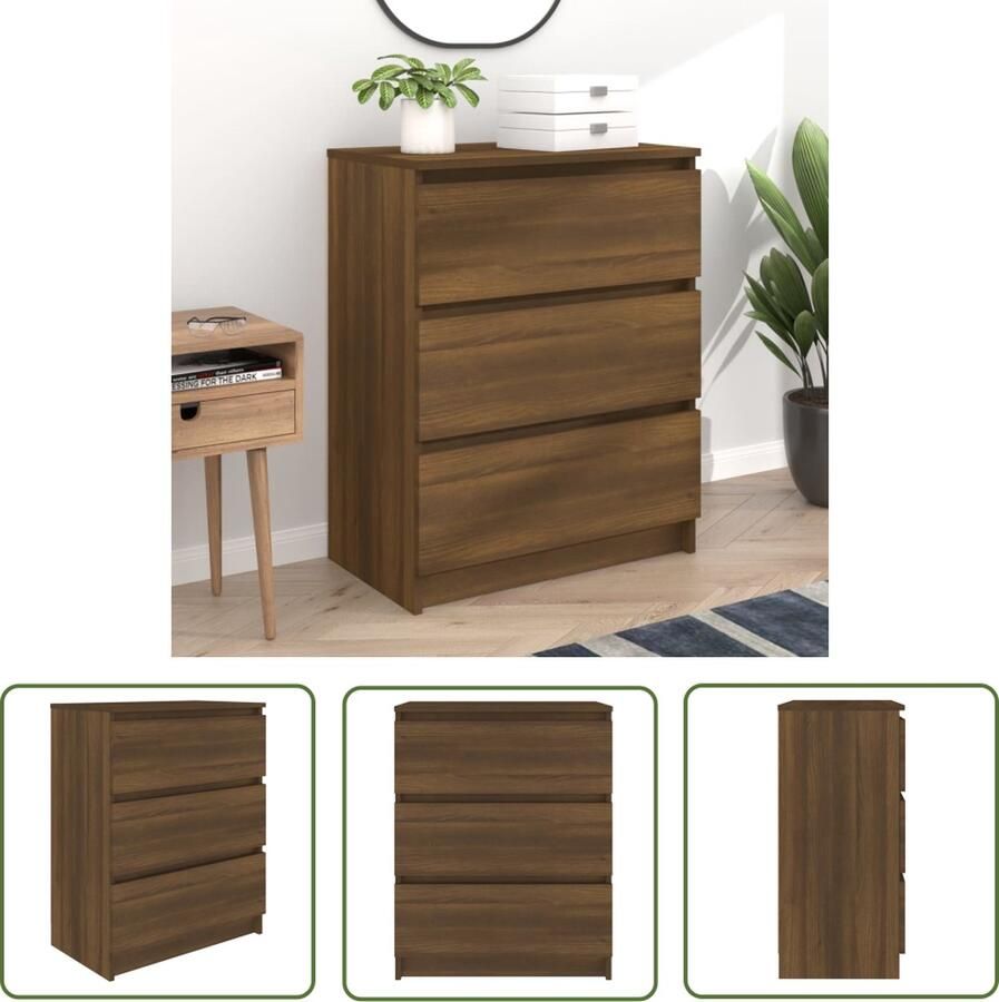 The Living Store Dressoir 60x35x76 cm bewerkt hout bruin eikenkleur Dressoir Houten Dressoir Bruine Meubels Minimalistisch Dressoir Opbergmeubilair