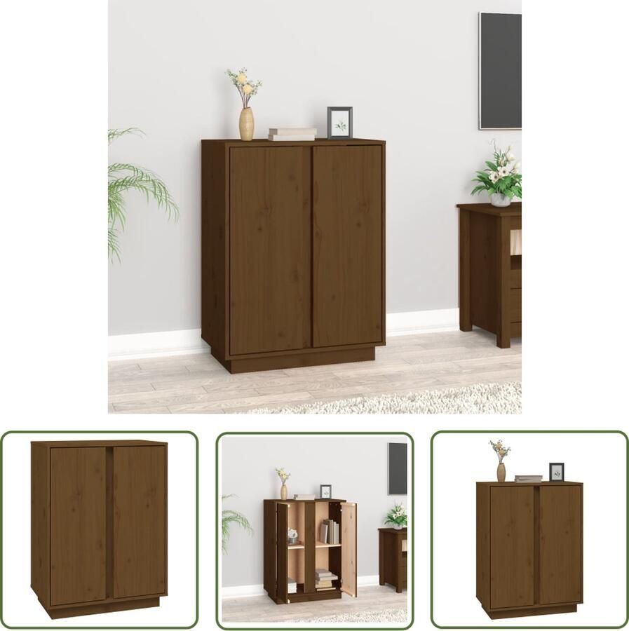 The Living Store Dressoir 60x35x80 cm massief grenenhout honingbruin Dressoir Houten Dressoir Vintage Dressoir Salontafel Entree Tafel