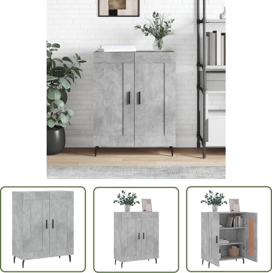 The Living Store Dressoir 69 5x34x90 cm bewerkt hout betongrijs Dressoir Houten Dressoir Grijze Dressoir Vintage Dressoir Salontafel