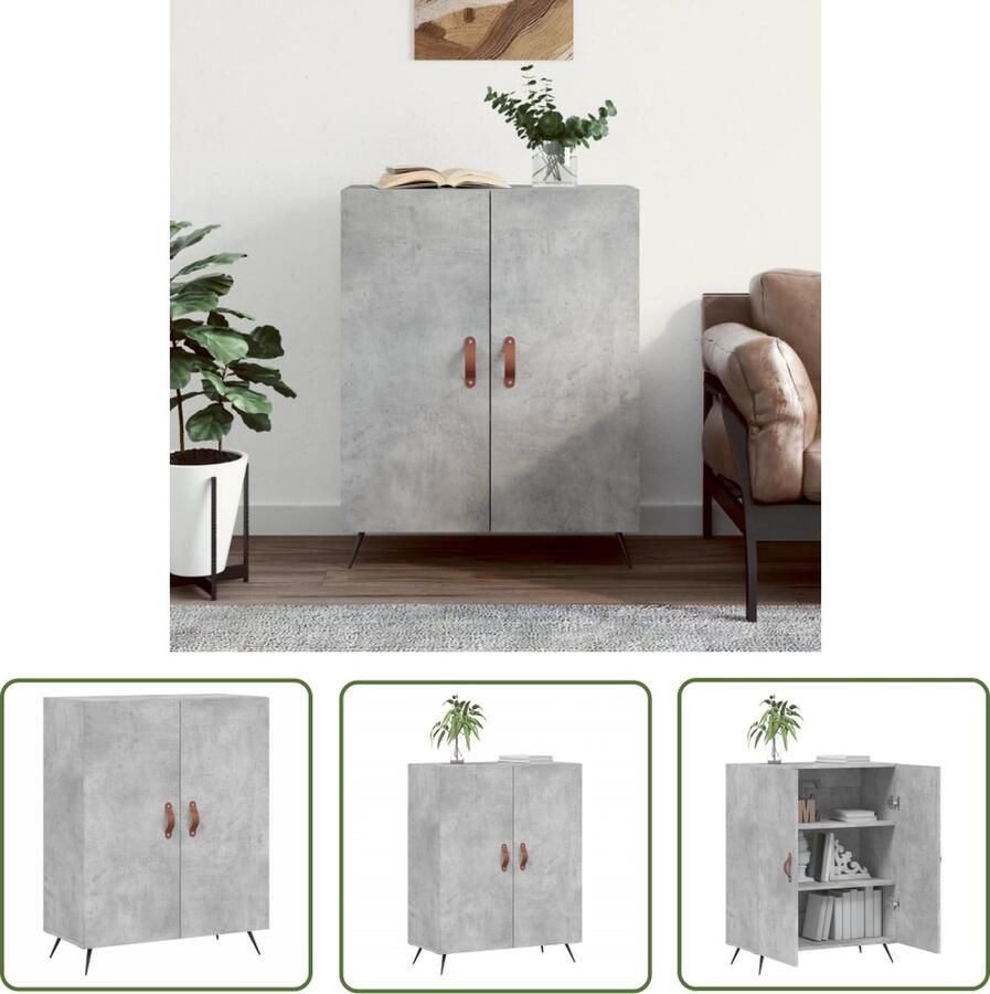 The Living Store Dressoir 69 5x34x90 cm bewerkt hout betongrijs Dressoir Opbergkast Woonkamerinrichting Houten Dressoir Grijze Dressoir - Foto 9