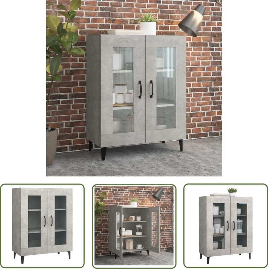 The Living Store Dressoir 69 5x34x90 cm bewerkt hout betongrijs Dressoir Vintage Dressoir Houten Dressoir Grijze Dressoir Salontafel