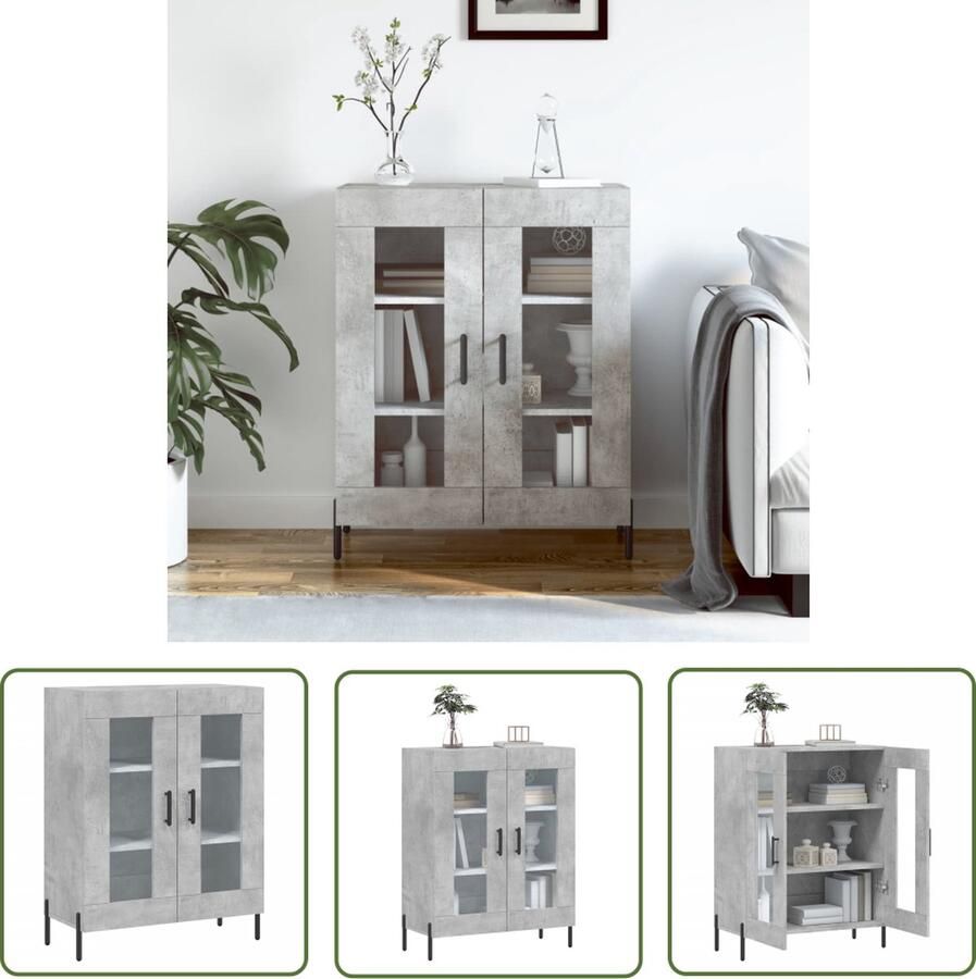 The Living Store Dressoir 69 5x34x90 cm bewerkt hout betongrijs Dressoir Houten Dressoir Grijze Dressoir Vintage Dressoir Salontafel