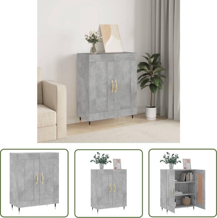 VidaXL Dressoir 69 5x34x90 cm bewerkt hout betongrijs Dressoir Houten Dressoir Grijze Dressoir Vintage Dressoir Industrieel Dressoir - Foto 2