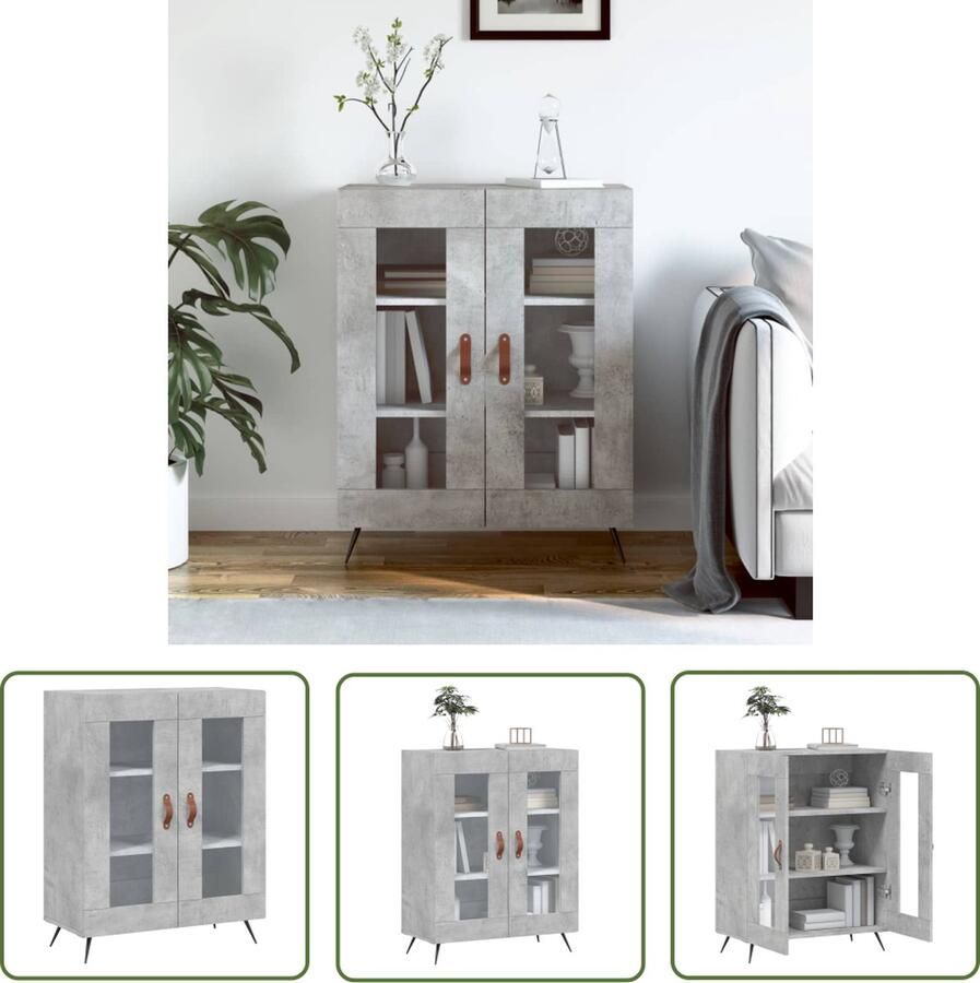 VidaXL Dressoir 69 5x34x90 cm bewerkt hout betongrijs Dressoir Houten Dressoir Grijze Dressoir Vintage Dressoir Salontafel