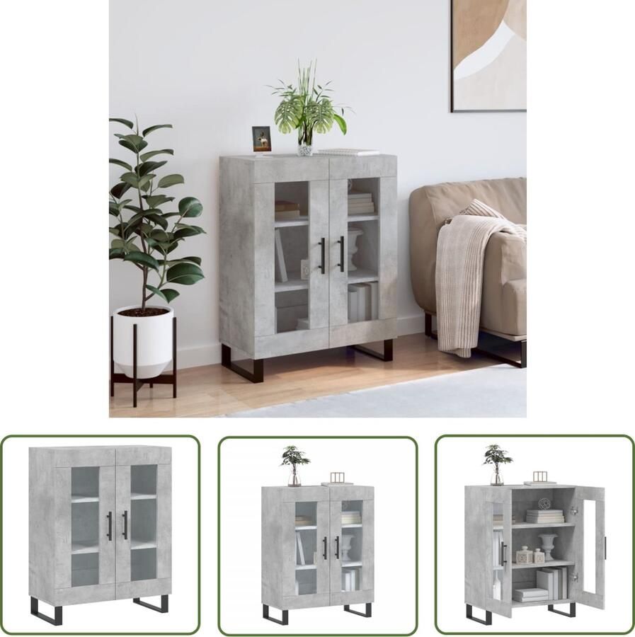 VidaXL Dressoir 69 5x34x90 cm bewerkt hout betongrijs Dressoir Houten Dressoir Grijze Dressoir Vintage Dressoir Salontafel - Foto 2