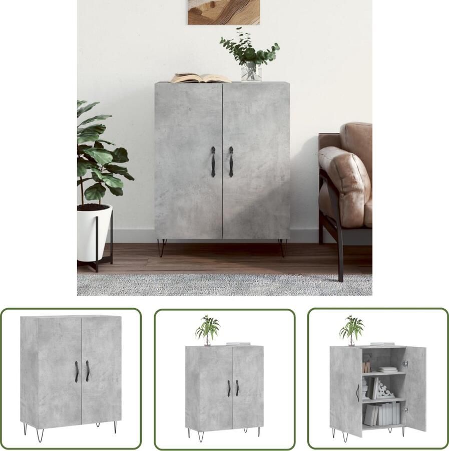 VidaXL The Living Store Dressoir 69 5x34x90 cm bewerkt hout betongrijs Dressoir Houten Dressoir Grijze Dressoir Vintage Dressoir Salontafel - Foto 2