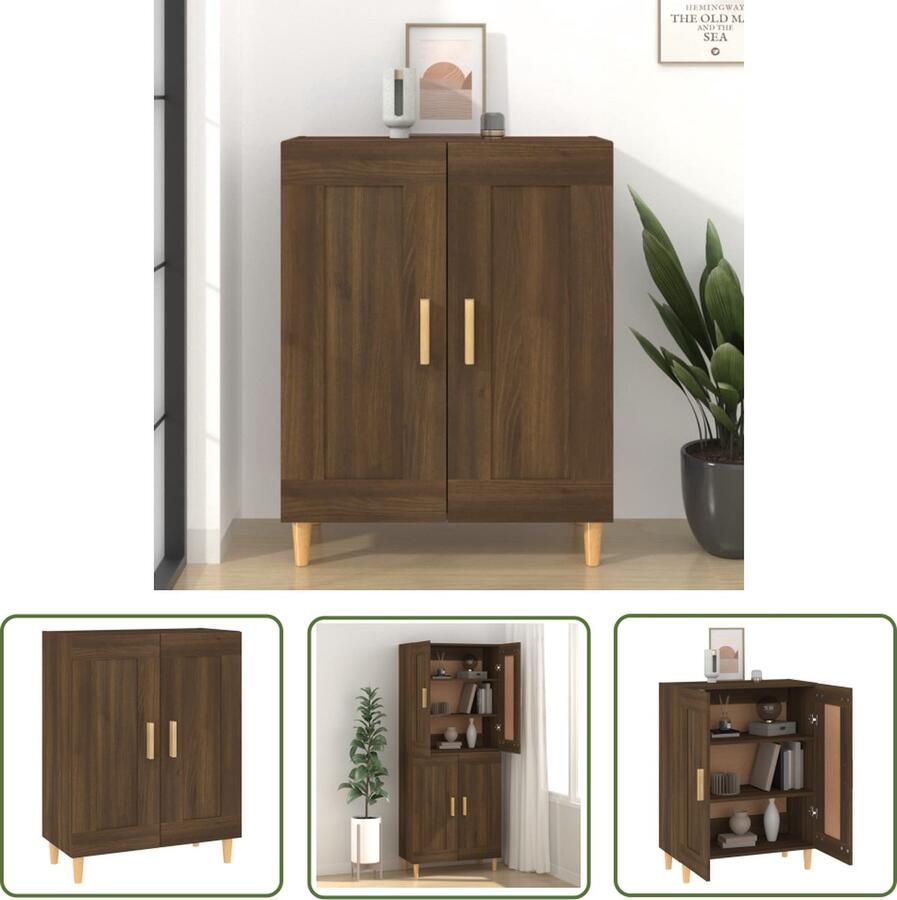 The Living Store Dressoir 69 5x34x90 cm bewerkt hout bruin eikenkleur Dressoir Houten Dressoir Vintage Dressoir Landelijk Dressoir Bruine Eiken Dressoir - Foto 6