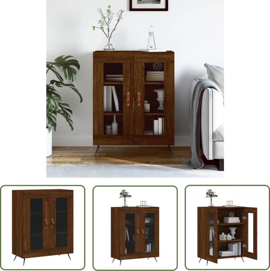 The Living Store Dressoir 69 5x34x90 cm bewerkt hout bruin eikenkleur Dressoir Houten Dressoir Vintage Dressoir Landelijk Dressoir Bruine Eiken Dressoir - Foto 7
