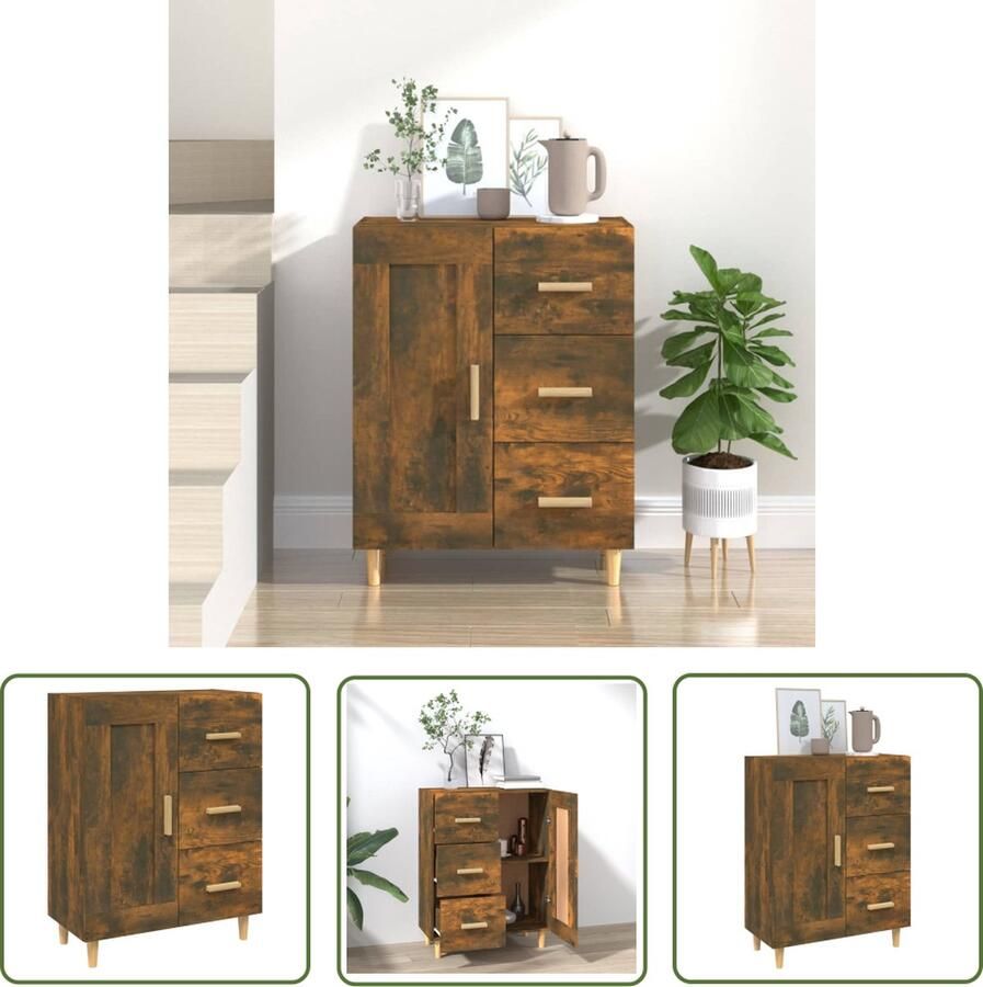 The Living Store Dressoir 69 5x34x90 cm bewerkt hout gerookt eikenkleurig Dressoir Klassiek Dressoir Houten Dressoir Bruine Dressoir Vintage Dressoir - Foto 12