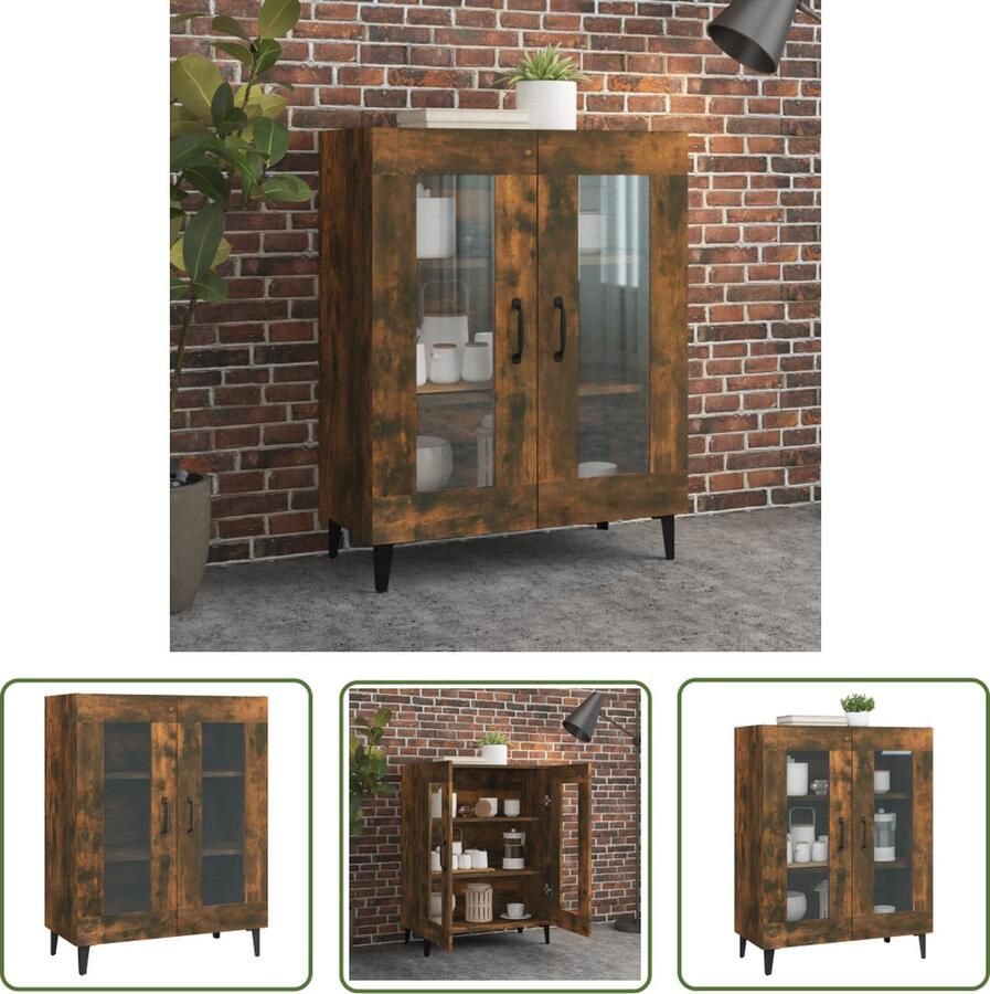 The Living Store Dressoir 69 5x34x90 cm bewerkt hout gerookt eikenkleurig Dressoir Bijzetkast Houten Dressoir Vintage Dressoir Landelijke Dressoir - Foto 4