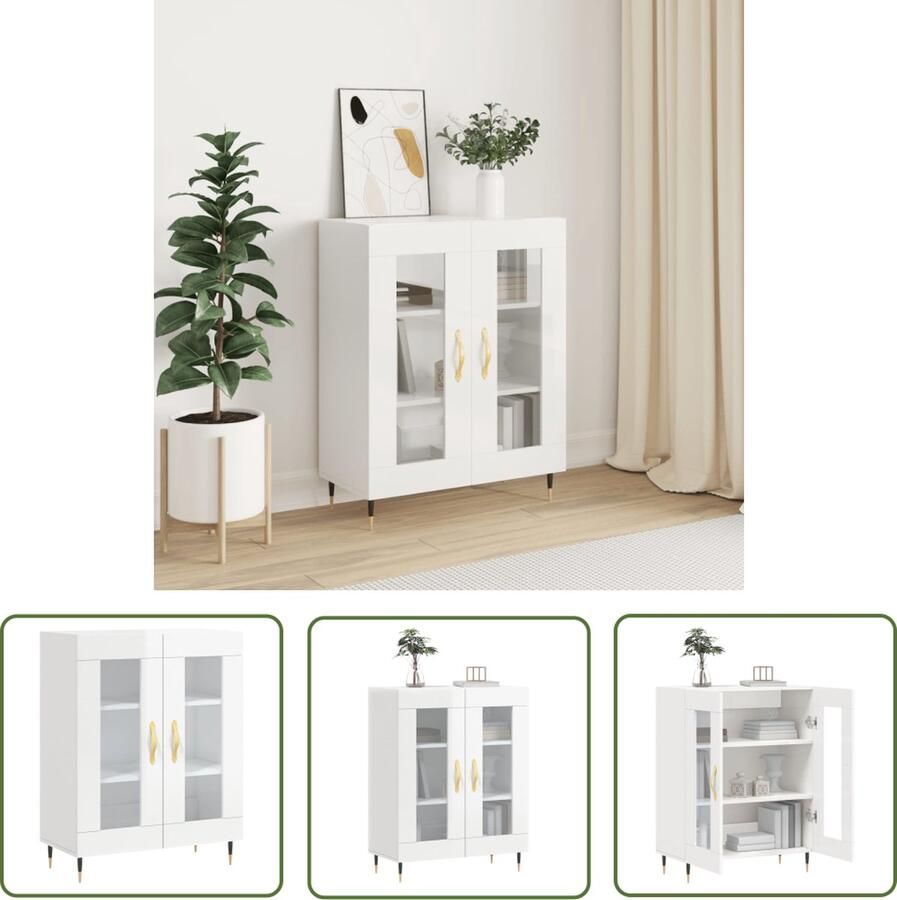 The Living Store Dressoir 69 5x34x90 cm bewerkt hout hoogglans wit Dressoir Witte Dressoirs Houten Dressoir Vintage Dressoir Modern Dressoir