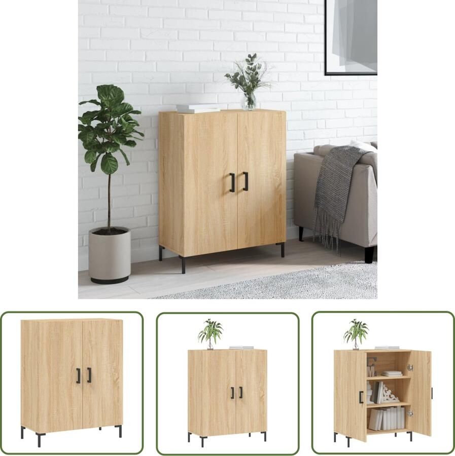 VidaXL The Living Store Dressoir 69 5x34x90 cm bewerkt hout sonoma eikenkleurig Dressoir Salontafel Houten Dressoir Vintage Dressoir Landelijk Dressoir - Foto 3