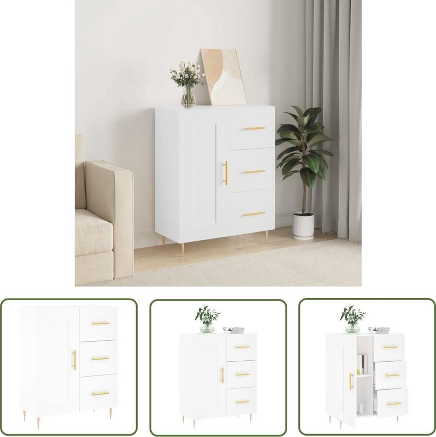 The Living Store Dressoir 69 5x34x90 cm bewerkt hout wit Dressoir Witte Dressoirs Houten Dressoir Vintage Dressoir Salontafel