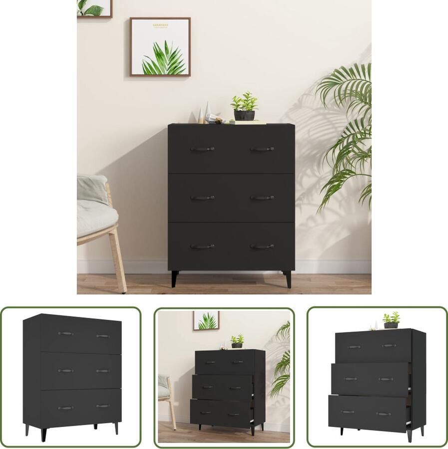 VidaXL Dressoir 69 5x34x90 cm bewerkt hout zwart Dressoir Houten Dressoir Black Dresser Vintage Dressoir Salontafel - Foto 2
