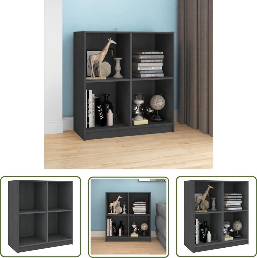 VidaXL Dressoir 70x33x76 cm massief grenenhout grijs Dressoir Houten Dressoir Grenenhouten Dressoir Grijze Dressoir Salontafel