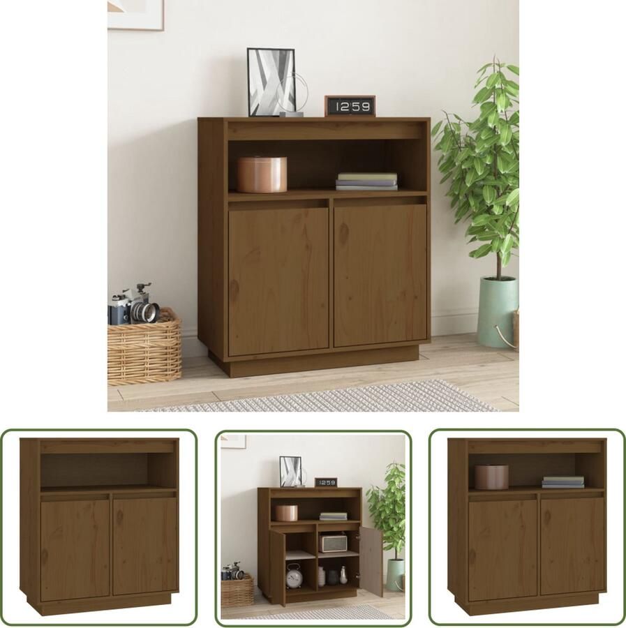 VidaXL Dressoir 70x34x80 cm massief grenenhout honingbruin Dressoir Houten Dressoir Grenenhouten Dressoir Vintage Dressoir Salontafel
