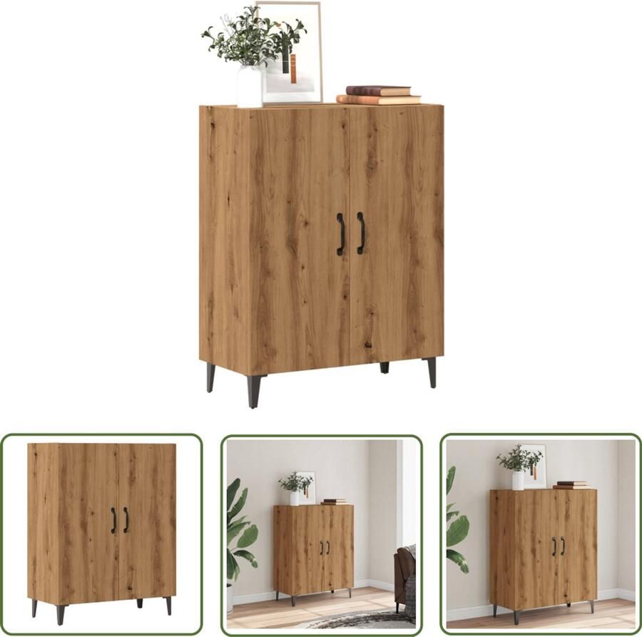 The Living Store Dressoir 70x34x90 cm bewerkt hout artisanaal eikenkleur Dressoir Houten Dressoir Salontafel Opslagmeubels Vintage Dressoir
