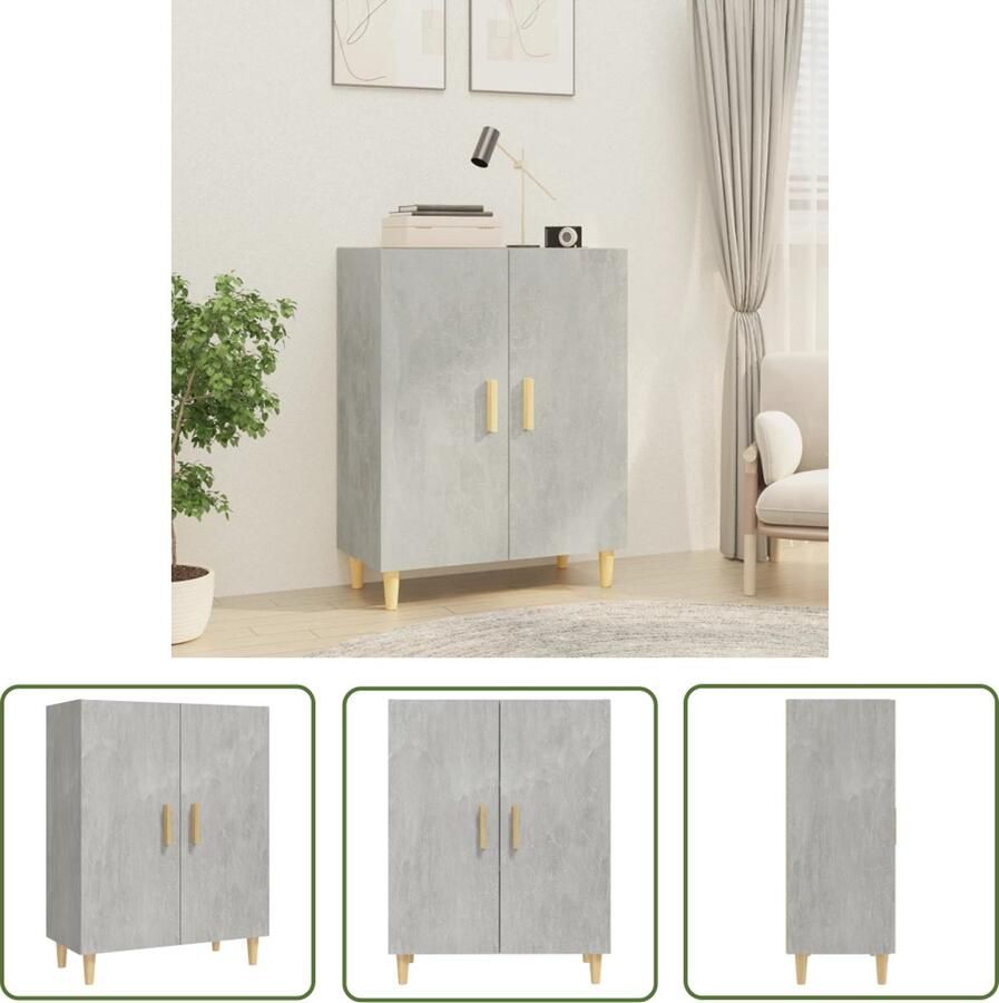 The Living Store Dressoir 70x34x90 cm bewerkt hout betongrijs Dressoir Houten Dressoir Grijze Dressoir Vintage Dressoir Salontafel