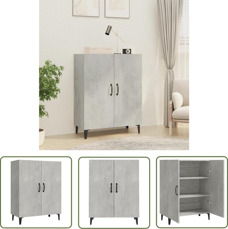 The Living Store Dressoir 70x34x90 cm bewerkt hout betongrijs Dressoir Houten Dressoir Vintage Dressoir Modern Dressoir Grijze Dressoir - Foto 2