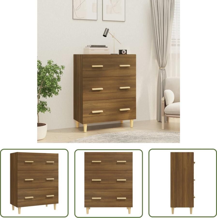The Living Store Dressoir 70x34x90 cm bewerkt hout bruin eikenkleur Dressoir Houten Dressoir Vintage Dressoir Landelijk Dressoir Bruine Eiken Dressoir