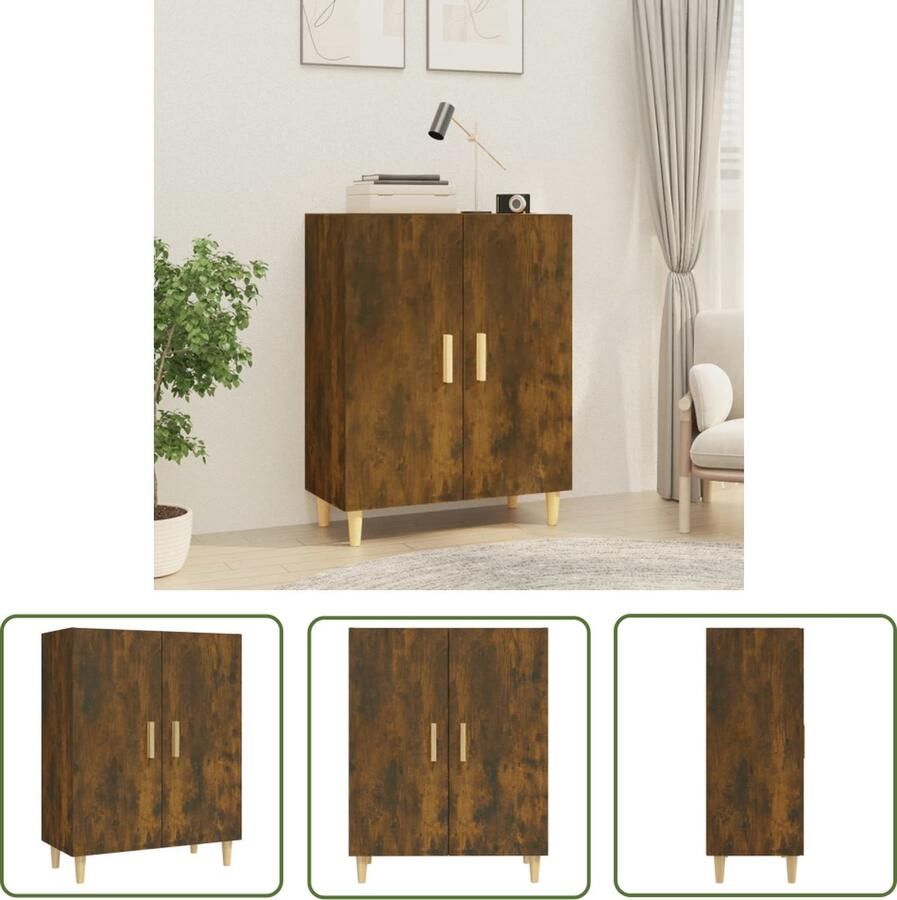 The Living Store Dressoir 70x34x90 cm bewerkt hout gerookt eikenkleurig Dressoir Houten Dressoir Vintage Dressoir Landelijk Dressoir Opbergkast - Foto 2