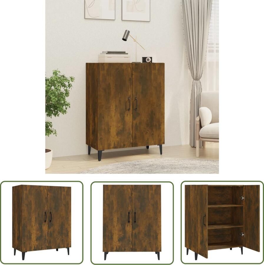 The Living Store Dressoir 70x34x90 cm bewerkt hout gerookt eikenkleurig Dressoir Bijzetkast Houten Kast Vintage Kast Landelijk Design