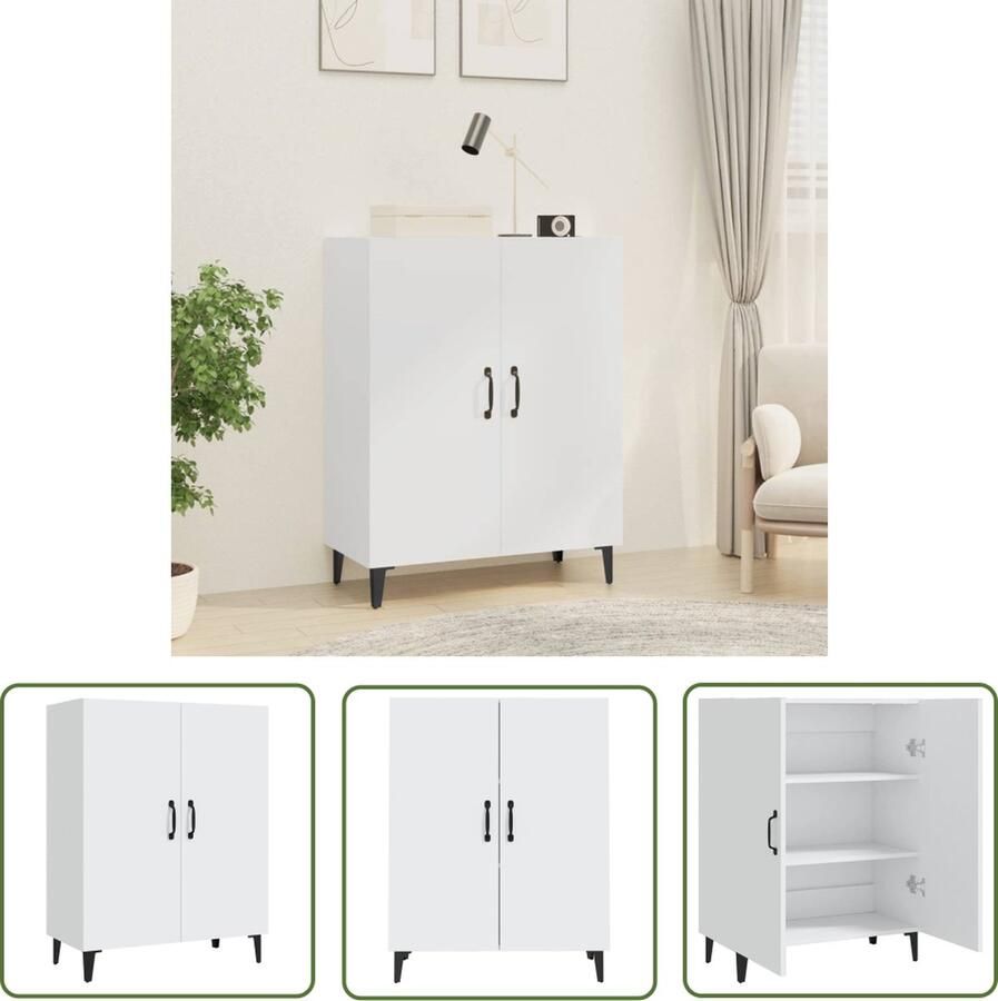 The Living Store Dressoir 70x34x90 cm bewerkt hout wit Dressoir Bijzettafel Houten Dressoir Wit Dressoir Vintage Dressoir