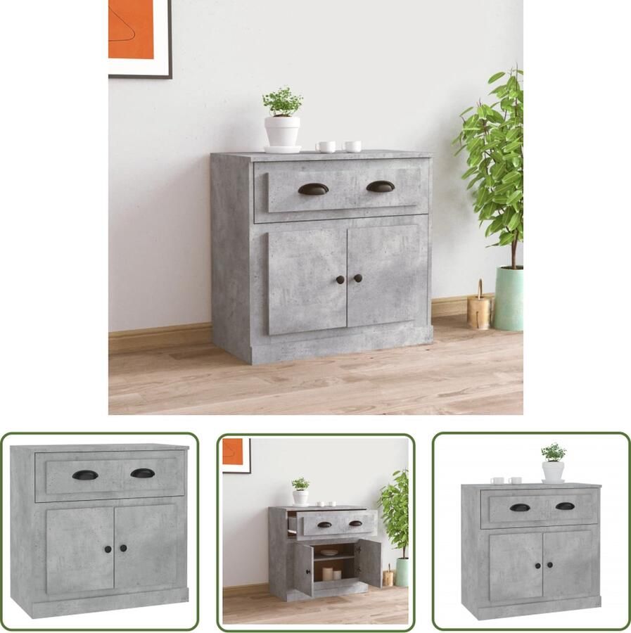 The Living Store Dressoir 70x35 5x67 5 cm bewerkt hout betongrijs Dressoir Houten Dressoir Grijze Dressoir Vintage Dressoir Modern Dressoir