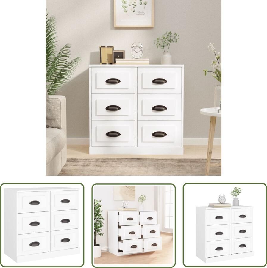 The Living Store Dressoir 70x35 5x67 5 cm bewerkt hout wit Dressoir Houten Dressoir Witte Dressoir Vintage Dressoir Salontafel