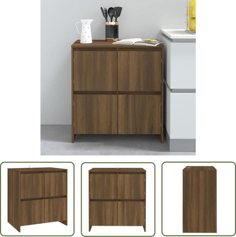 The Living Store Dressoir 70x41x75 cm bewerkt hout bruin eikenkleur Dressoir Minimalistische Meubels Houten Dressoirs Bruine Eik Meubilair Opbergmeubelen