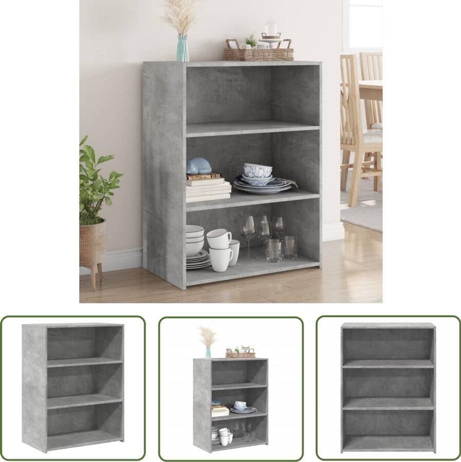 The Living Store Dressoir 70x41x93 cm bewerkt hout betongrijs Dressoir Scandinavisch Design Houten Dressoir Grijze Dressoir Opbergkast