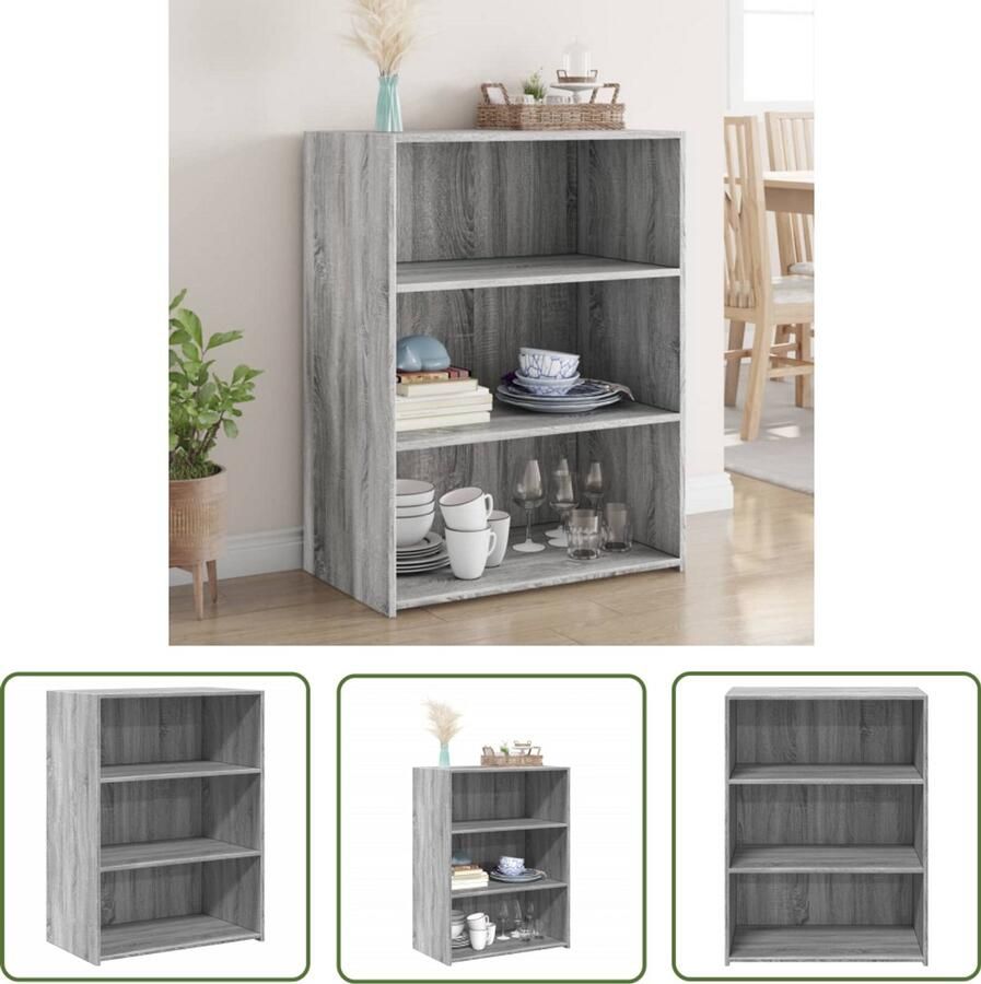 VidaXL Dressoir 70x41x93 cm bewerkt hout grijs sonoma eikenkleurig Dressoir Houten Dressoir Grijze Dressoir Scandinavisch Dressoir Vintage Dressoir