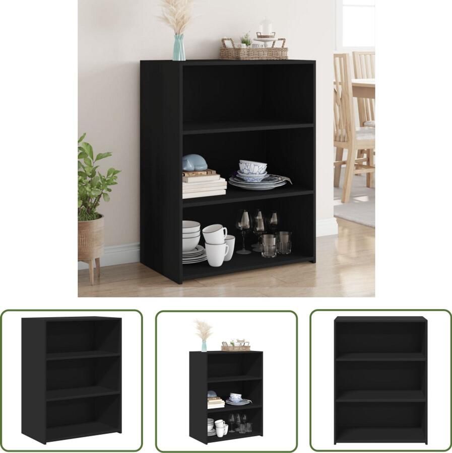 The Living Store Dressoir 70x41x93 cm bewerkt hout zwart Dressoir Houten Dressoir Zwart Dressoir Scandinavisch Design Opbergkast