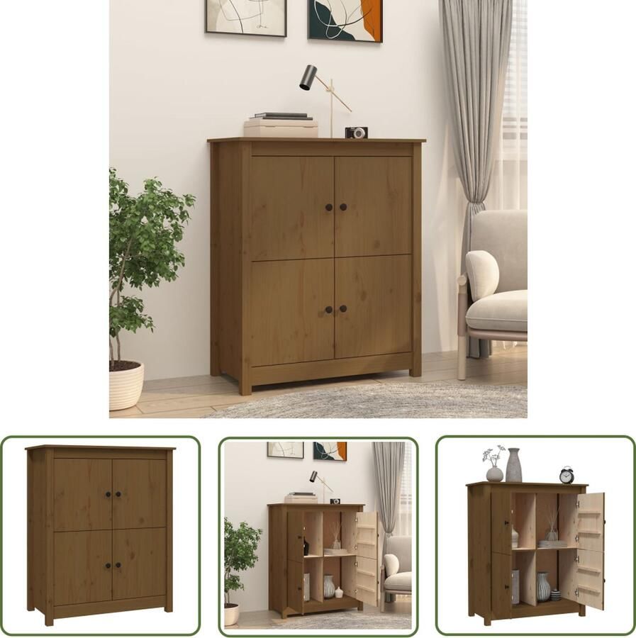 VidaXL Dressoir 83x41 5x100 cm massief grenenhout honingbruin Dressoir Houten Dressoir Grenenhouten Dressoir Vintage Dressoir Landelijk Dressoir - Foto 4