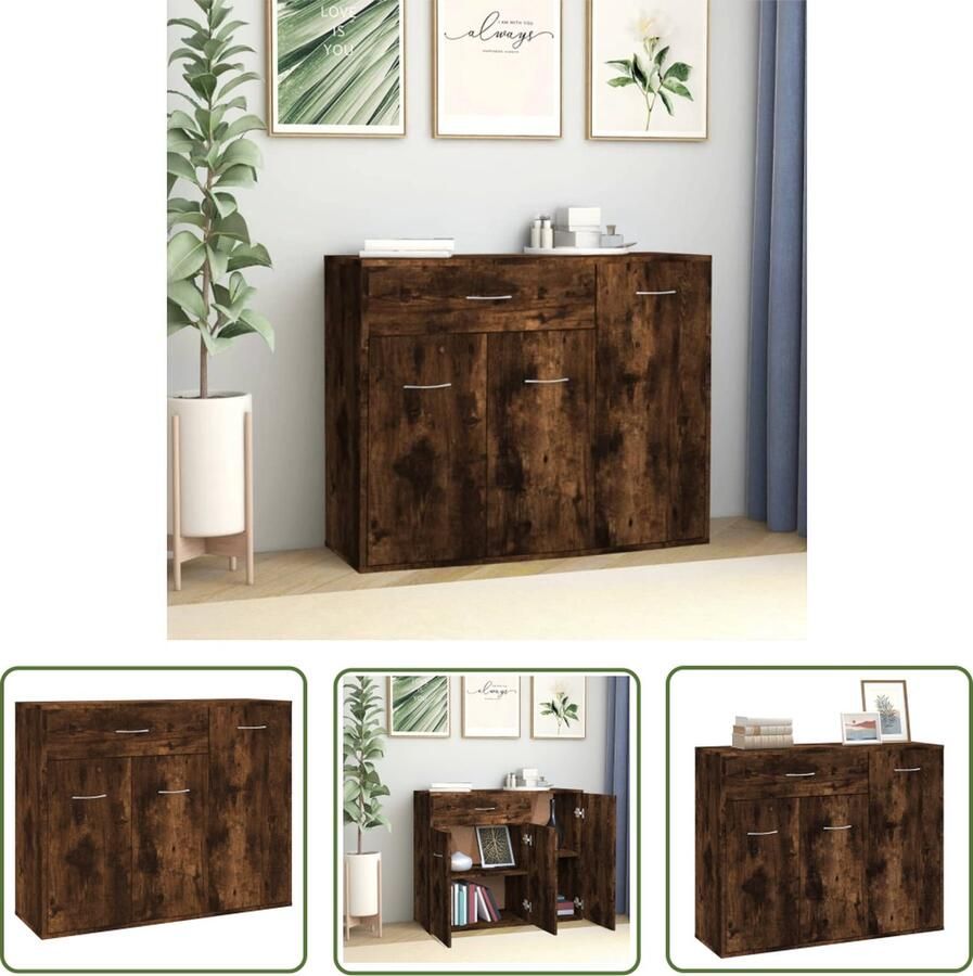 VidaXL Dressoir 88x30x70 cm bewerkt hout gerookt eikenkleurig Dressoir Houten Dressoir Bruine Dressoir Vintage Dressoir Landelijk Dressoir