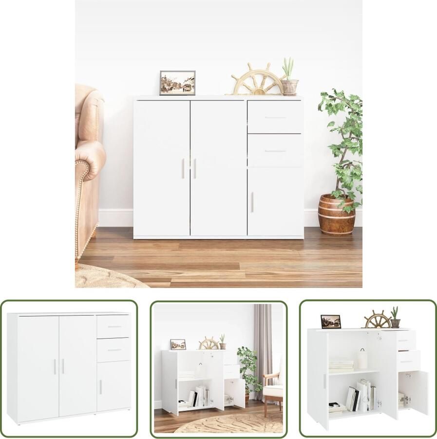 VidaXL Dressoir 91x29 5x75 cm bewerkt hout wit Dressoir Houten Dressoir Wit Dressoir Vintage Dressoir Salontafel
