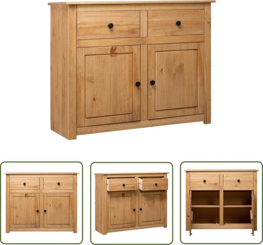 VidaXL Dressoir Panama Range 93x40x80 cm massief grenenhout Dressoir Houten Dressoir Grenenhouten Dressoir Vintage Dressoir Landelijk Dressoir