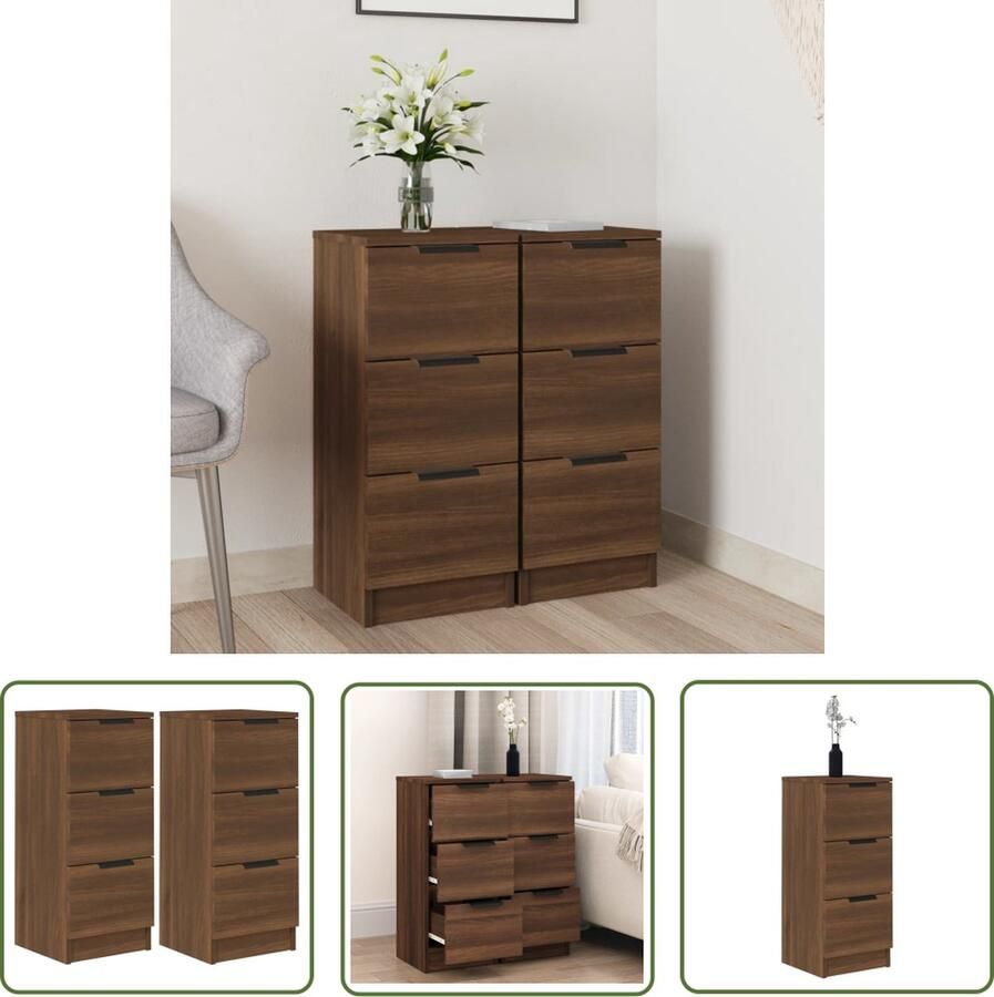 VidaXL Dressoirs 2 st 30x30x70 cm bewerkt hout bruin eikenkleur Dressoirs Houten Dressoirs Bruine Dressoirs Vintage Dressoirs Salontafel