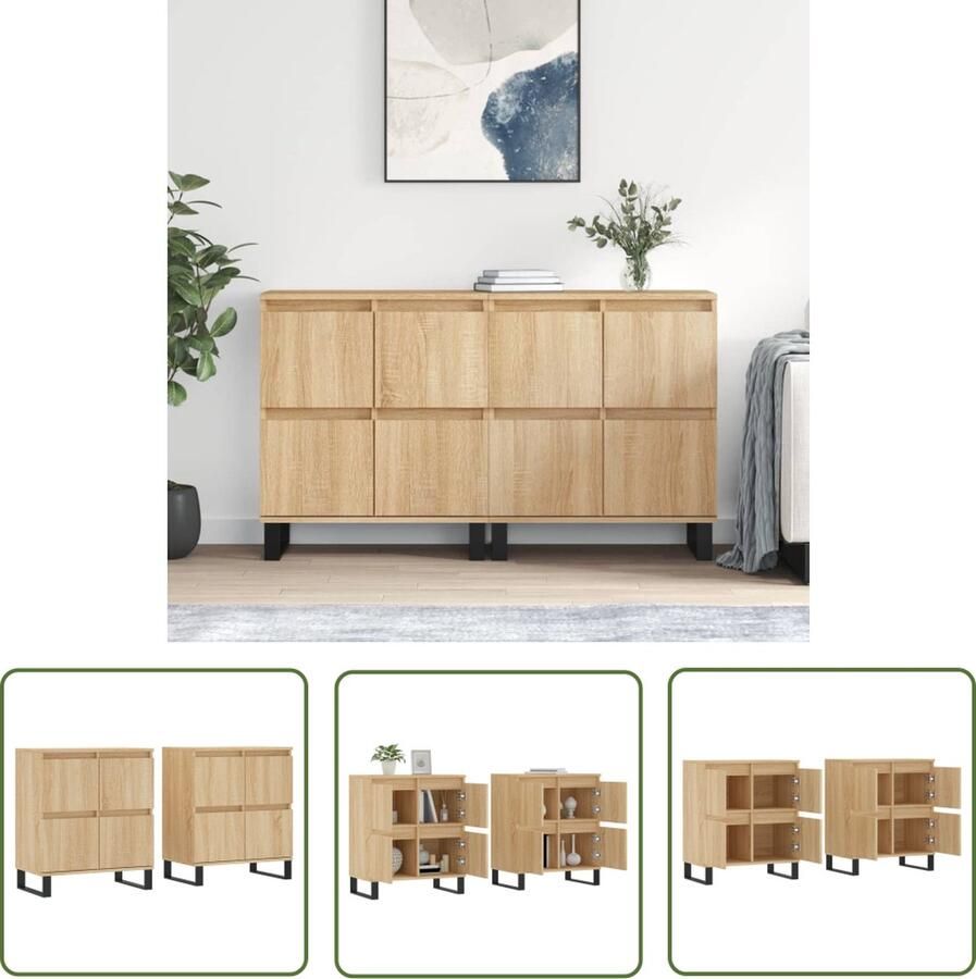 VidaXL Houten Dressoirs 2 st bewerkt hout sonoma eikenkleurig Sonoma Eiken Salontafel Tv Tafel