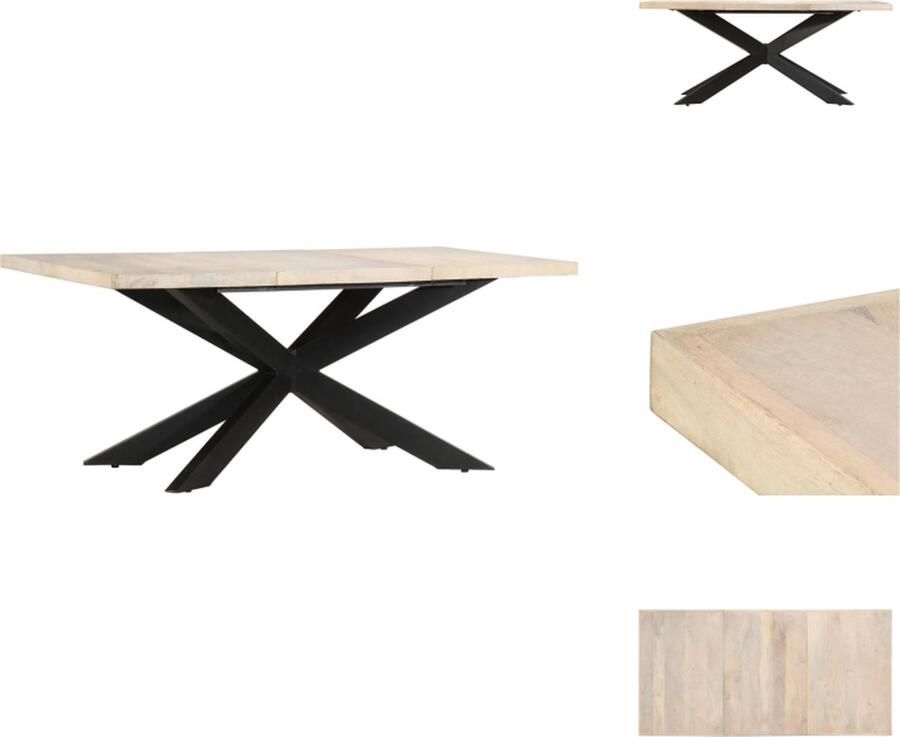 VidaXL Eettafel Eettafels Tafel Tafels Eettafel 180x90x76 cm massief gebleekt mangohout