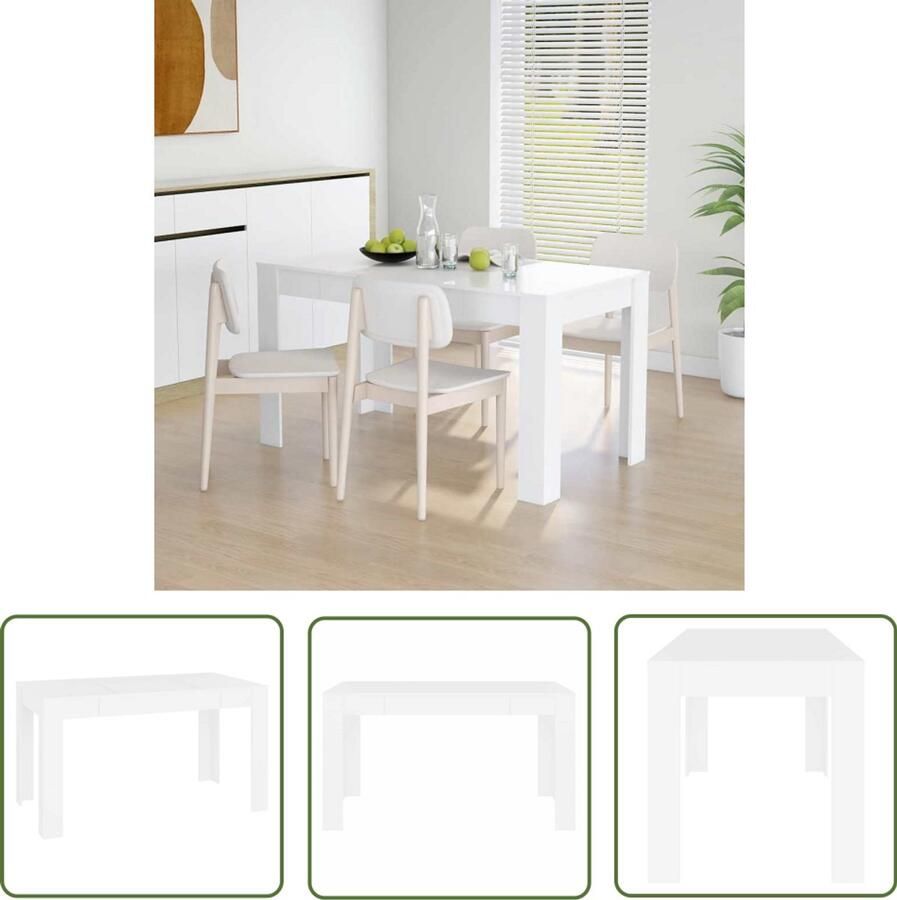 The Living Store Eettafel Keukentafel 140 x 74.5 x 76 cm Wit Eettafel Houten Eettafel Wit Eettafel Design Eettafel Moderne Eettafel - Foto 2