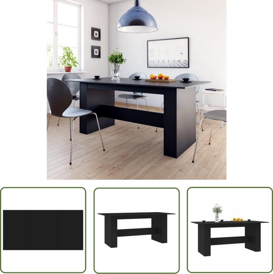 The Living Store Eettafel 180x90x76 cm spaanplaat zwart Eettafel Houten Eettafel Zwarte Eettafel Salontafel Diningtable